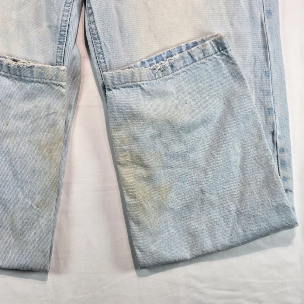 Bershka Carpenter Jeans Mens 30 Light Wash Denim Straight Leg Utility Pants - Picture 3 of 16